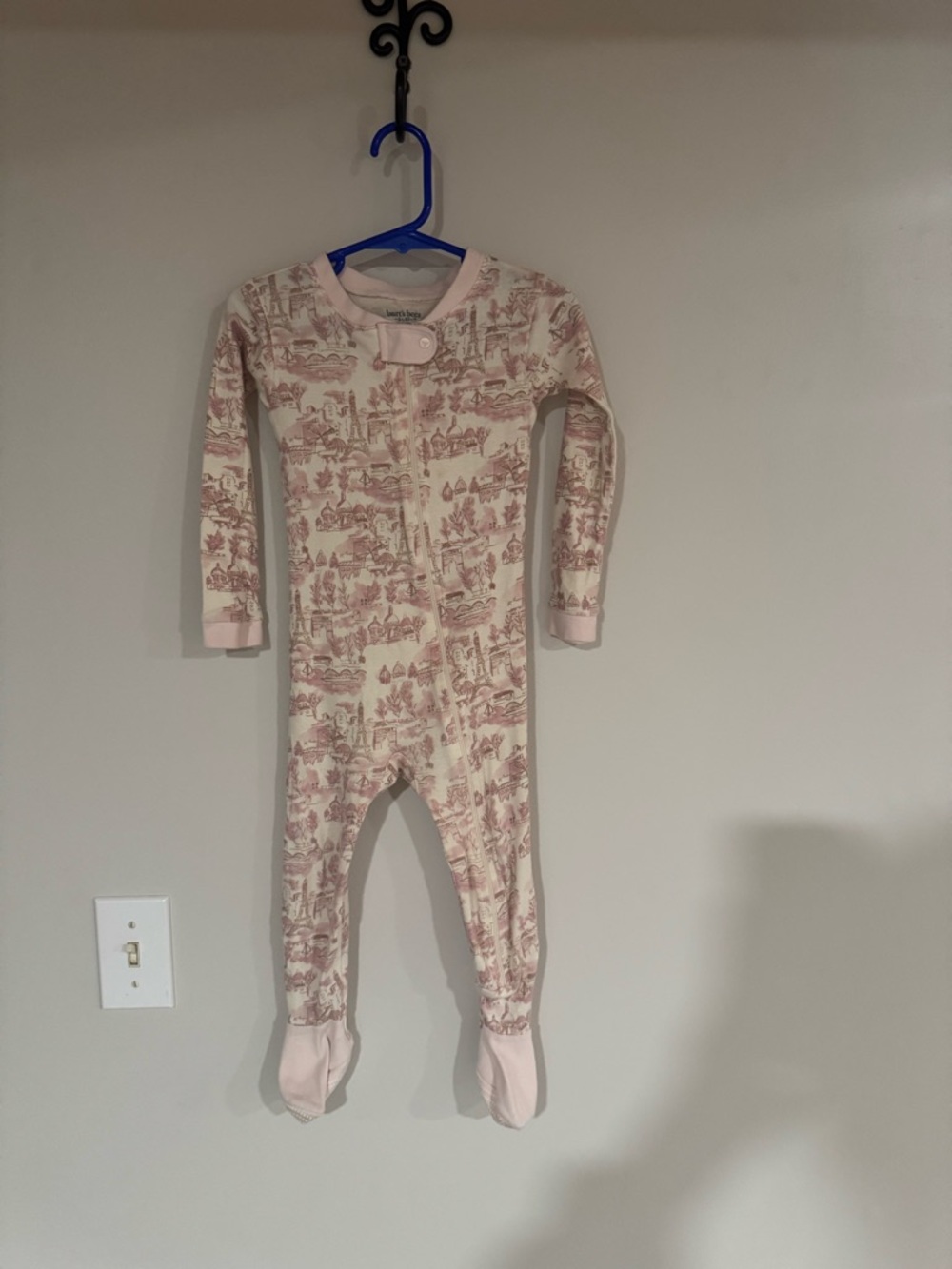 Burt’s Bees Baby 24m Paris Toile Footie Pajamas Pink Eiffel Tower Sleeper